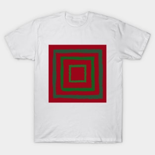 Green Squares on Red T-Shirt